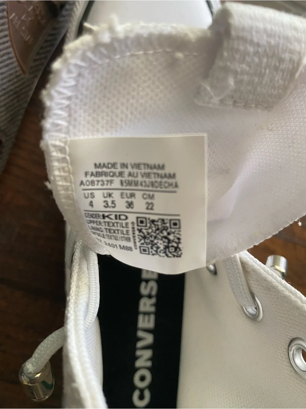 Converse Chuck Taylors White High-Top Kids Sneakers with Green Accent